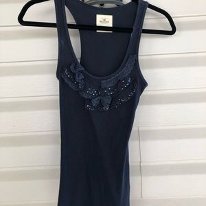 Navy Tank Top with Lace Detail